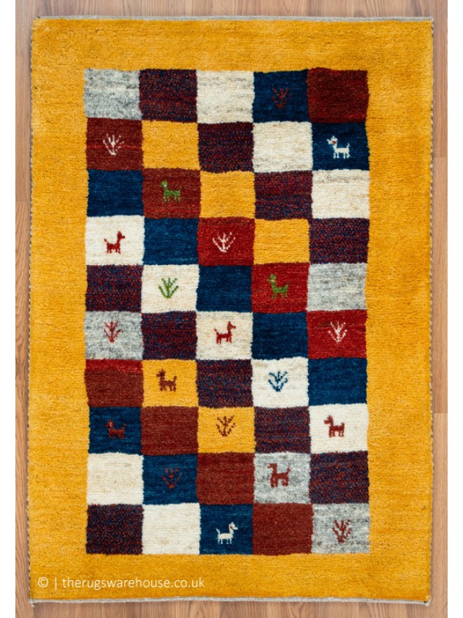 Gabbeh Squares Mustard Rug - 9