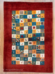 Gabbeh Borders Tribal Rug - Thumbnail - 9