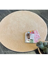 Royale Aubusson Beige Circle Rug - Thumbnail - 2