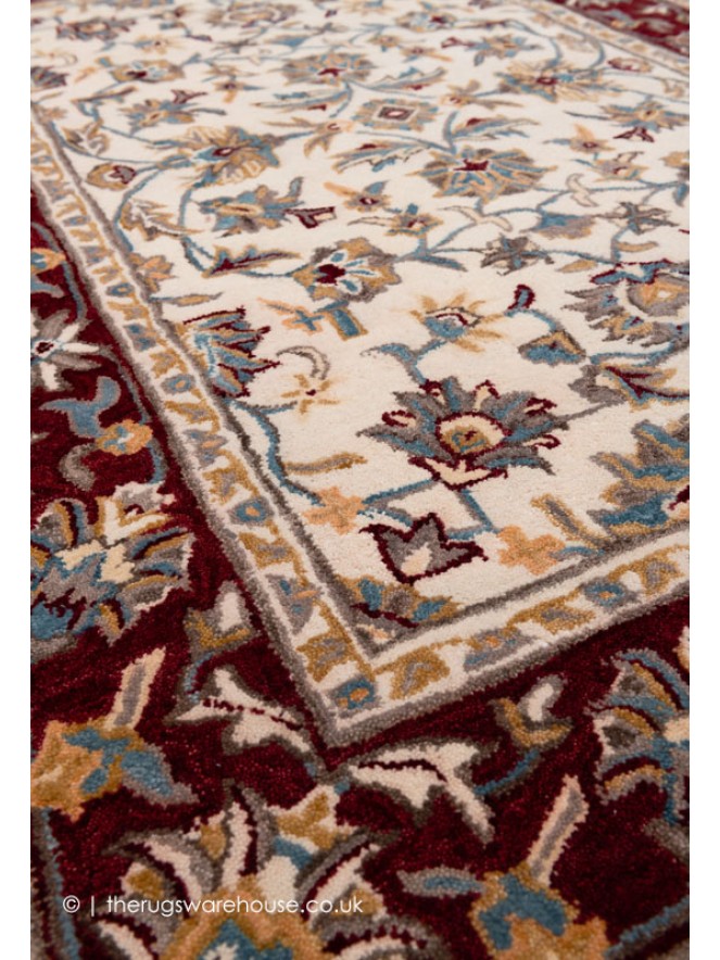 Herat Cream Dark Red Rug - 6