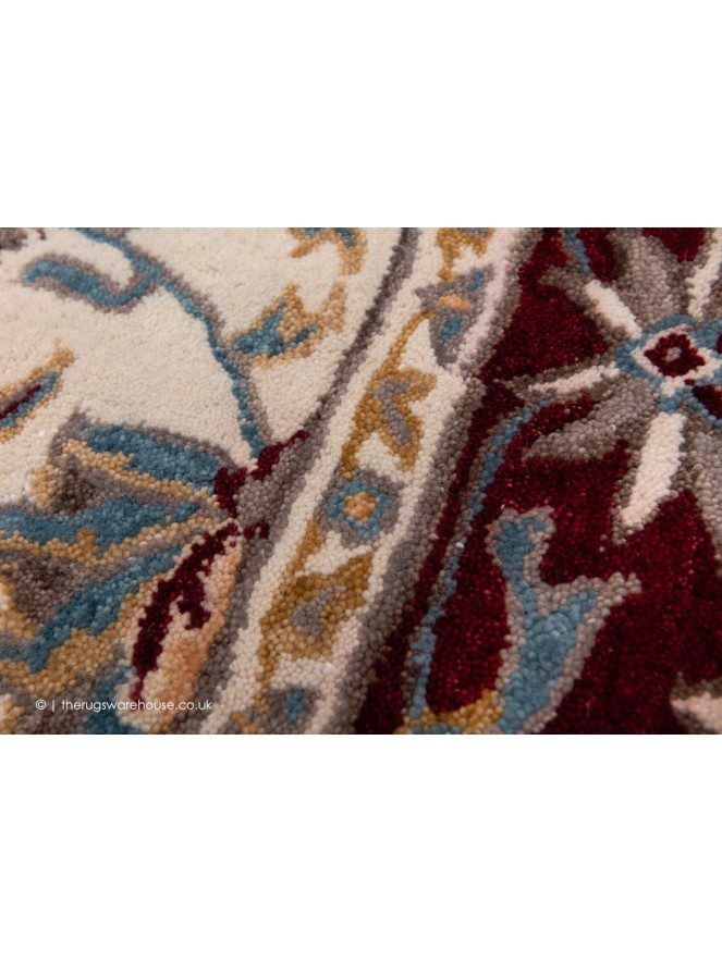 Herat Cream Dark Red Rug - 7