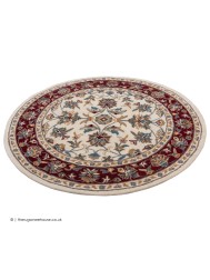 Herat Cream Dark Red Circle Rug - Thumbnail - 7