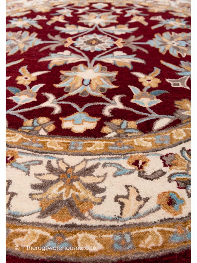 Herat Dark Red Circle Rug - 5