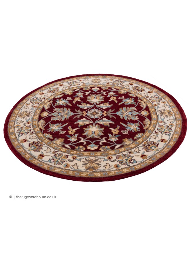 Herat Dark Red Circle Rug - 7