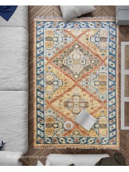 Ushak Rust Blue Rug - Thumbnail - 7