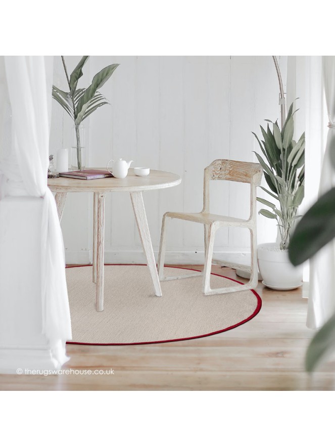 New York Cream Red Circle Rug - 2