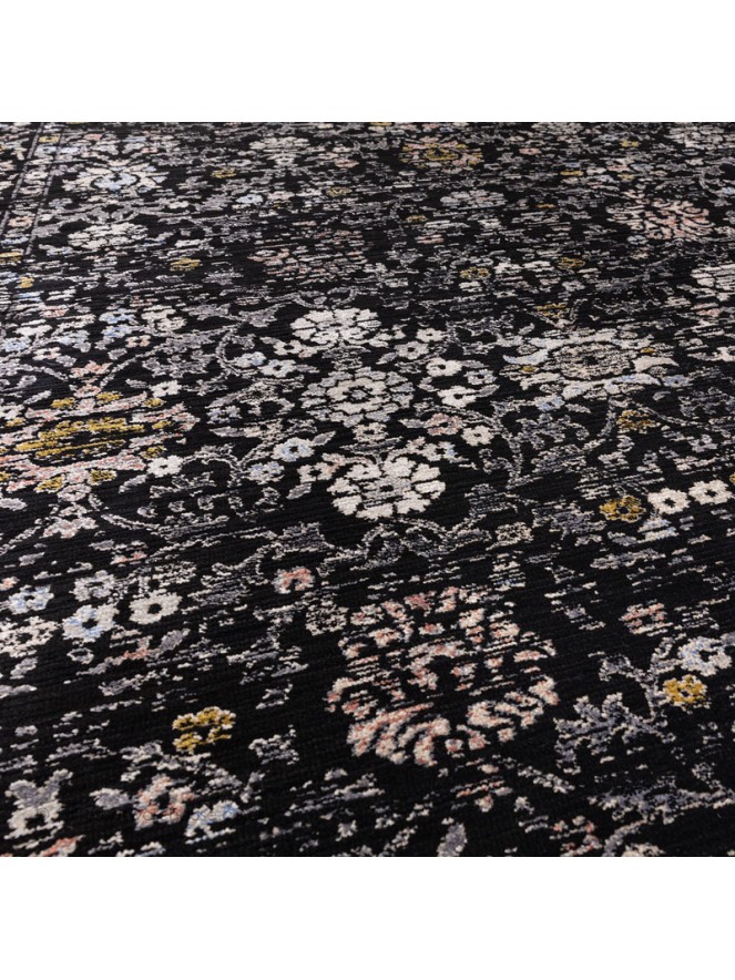 Black Vintage Floral Rug - 4