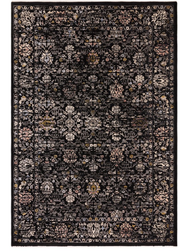 Black Vintage Floral Rug - 7