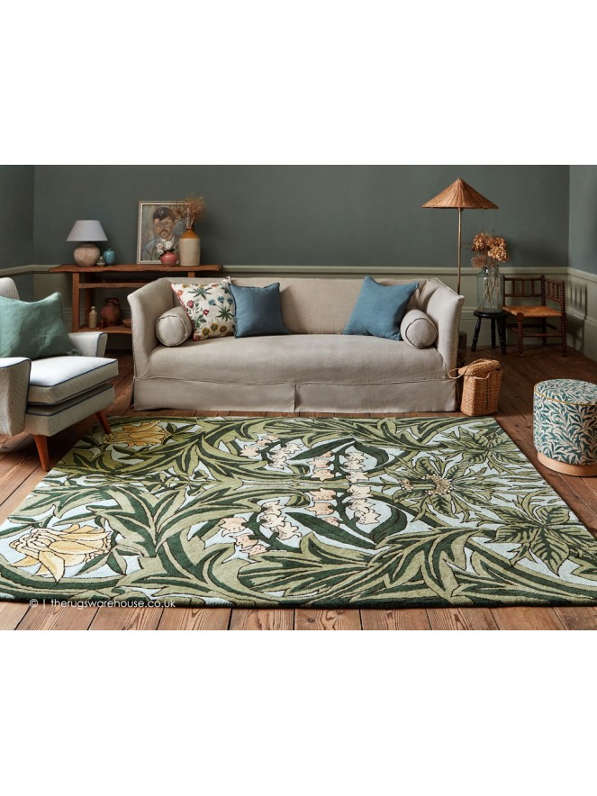 Bluebell Leafy Green Rug - 3