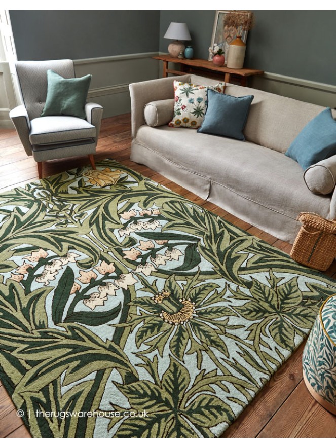 Bluebell Leafy Green Rug - 2