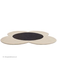 Flower Ecru Black Rug - Thumbnail - 5