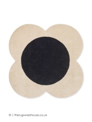 Flower Ecru Black Rug - Thumbnail - 6