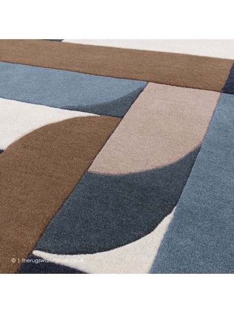Klotski Teal Multi-Coloured Geometric Handmade Wool Modern Rug by ...
