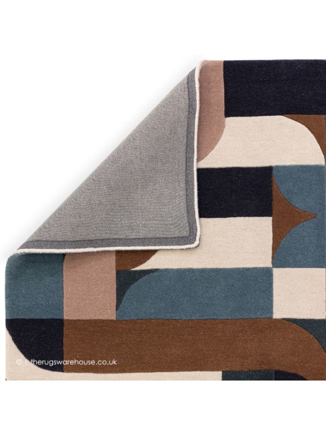 Klotski Teal Multi-Coloured Geometric Handmade Wool Modern Rug by ...