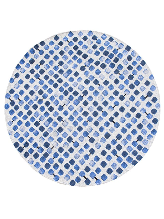 Cobblestone Blue Circle Rug - 2