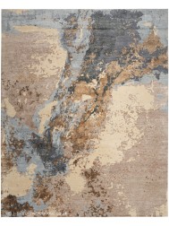 Silk Shadows Beige Blue Rug - Thumbnail - 7