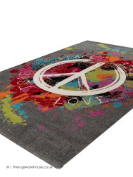 Peace Grey Rug - Thumbnail - 5