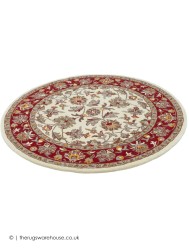 Herat Cream Red Circle Rug - Thumbnail - 2