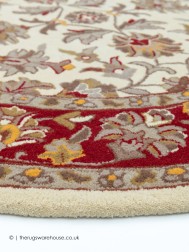 Herat Cream Red Circle Rug - Thumbnail - 3