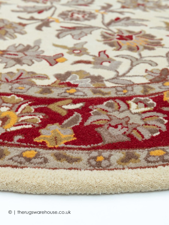 Herat Cream Red Circle Rug - 3