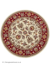 Herat Cream Red Circle Rug - Thumbnail - 7