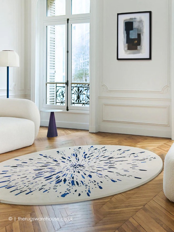 Paint Blue Oval Rug - 2