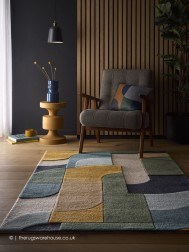 Retro Deco Blue Rug - Thumbnail - 2