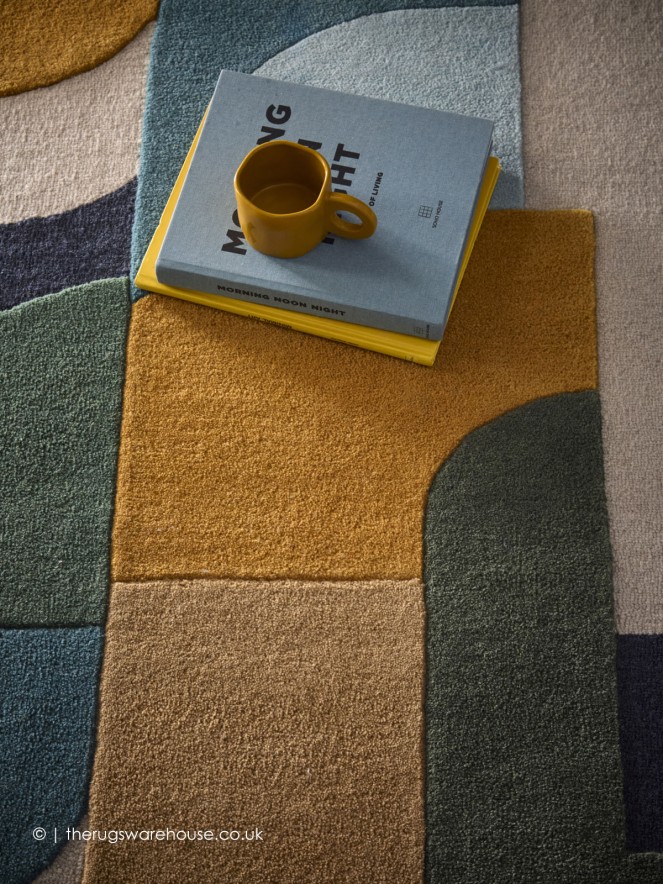 Retro Deco Blue Rug - 3