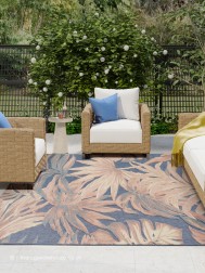 Aloha Leaves Blue Rug - Thumbnail - 3
