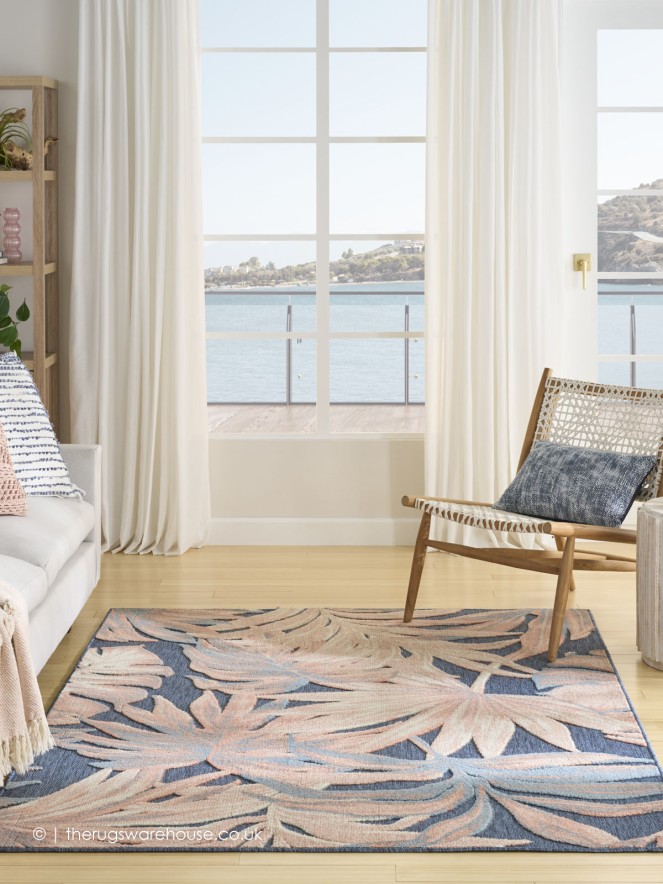 Aloha Leaves Blue Rug - 4