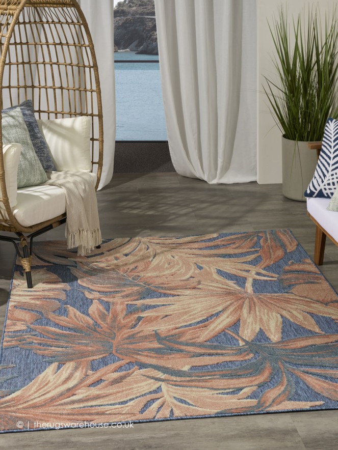 Aloha Leaves Blue Rug - 5