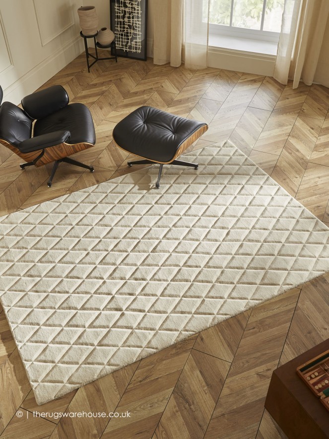 Priory Diamonds Ivory Rug - 2