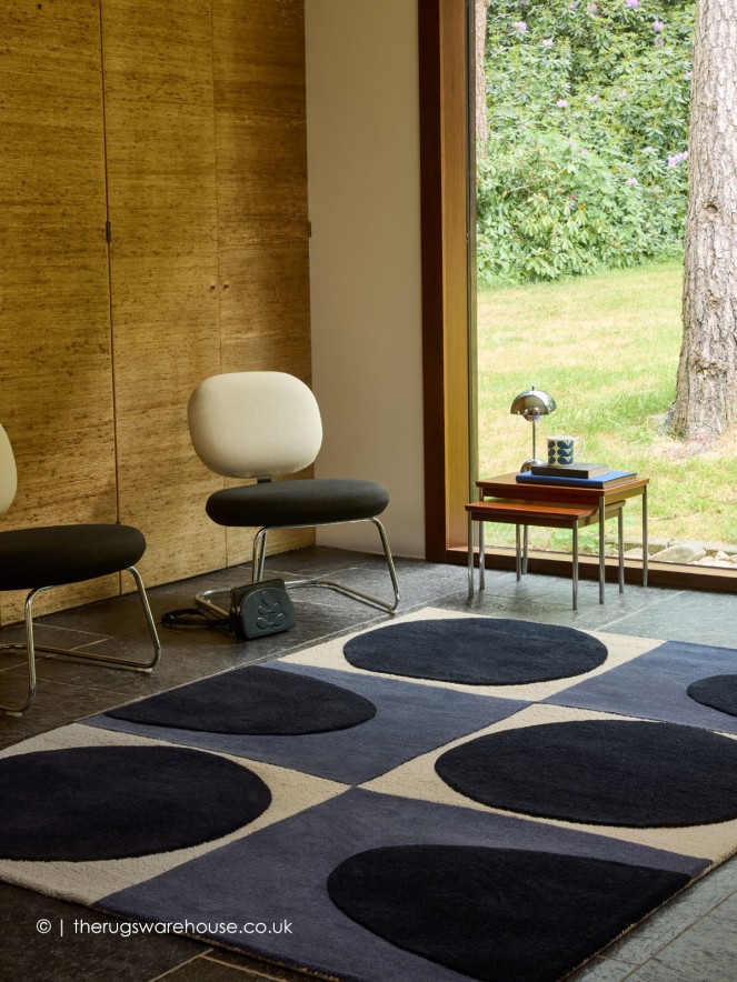 Spot Square Blue Rug - 2