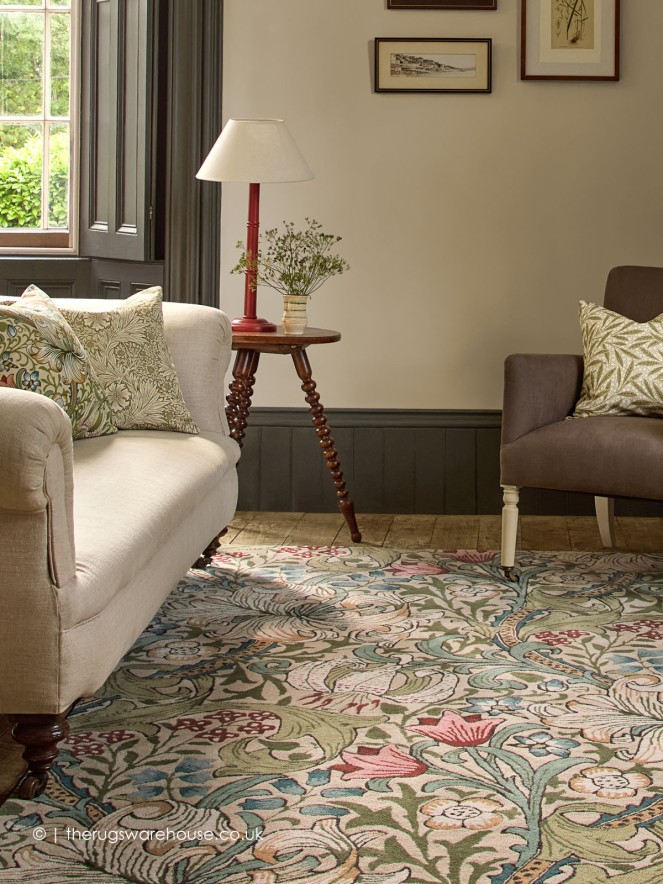 Golden Lilly Green Rug - 2