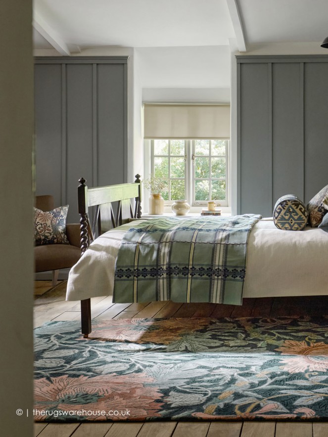 Honeysuckle Tulip Teal Rug - 2