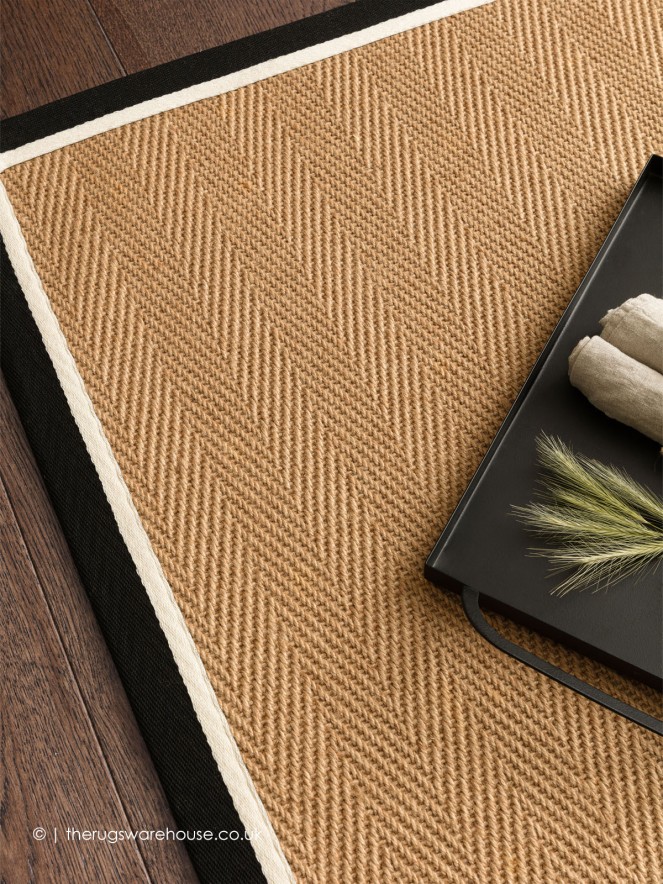 Bordo Herringbone Charcoal Cream Rug - 3