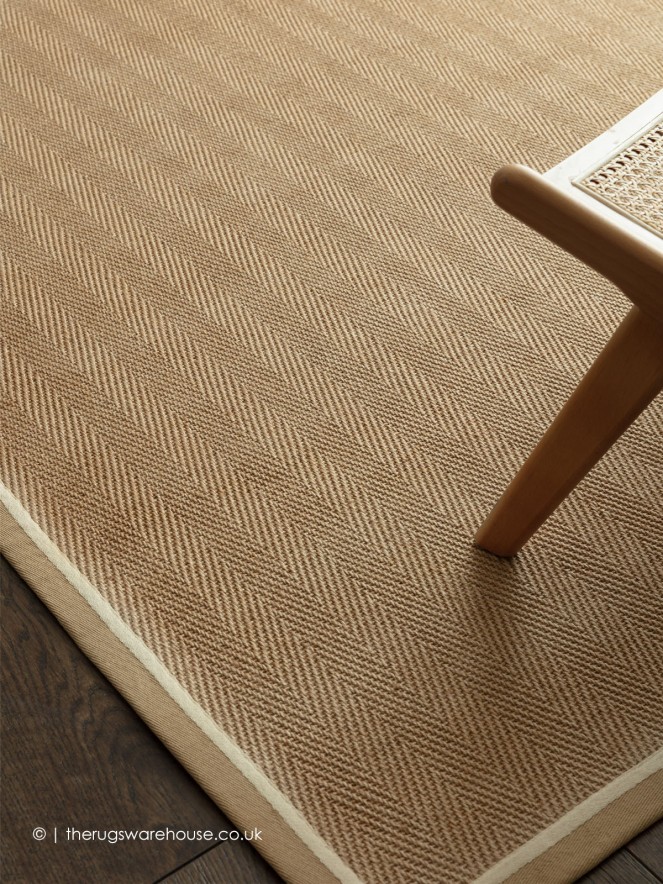 Bordo Herringbone Linen Cream Rug - 3