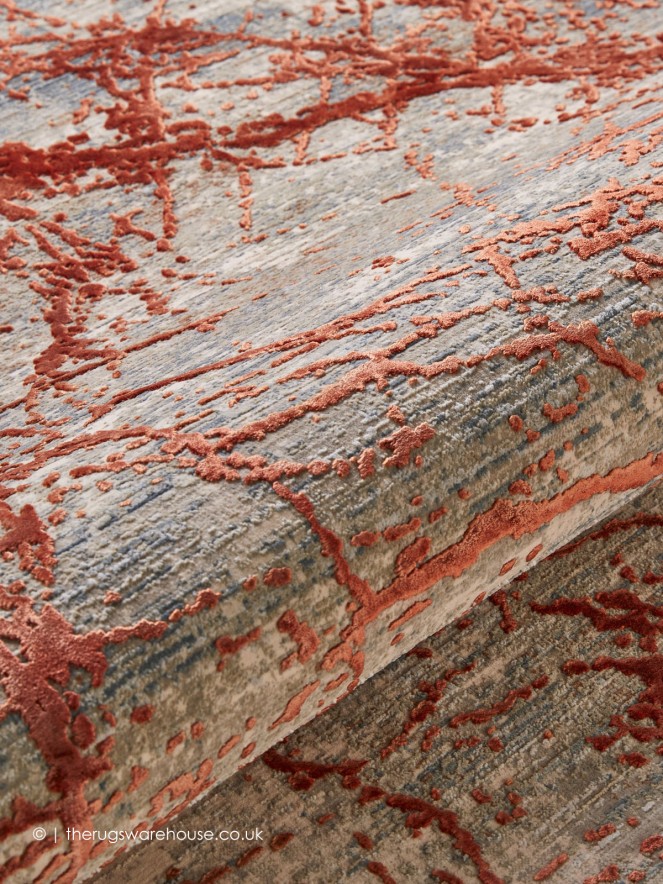 Emerald Abstract Orange Rug - 3