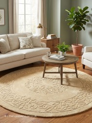 Royale Aubusson Beige Circle Rug - Thumbnail - 2