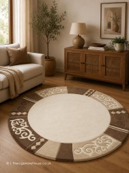 Ambadi Beige Circle Rug - Thumbnail - 2