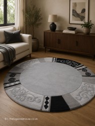 Ambadi Grey Circle Rug - Thumbnail - 2