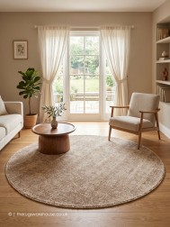 Groove Brown Circle Rug - Thumbnail - 2