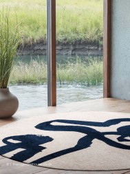 Ribbon Blue Circle Rug - Thumbnail - 2