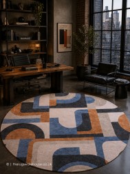 Camel Blue Circle Rug - Thumbnail - 2