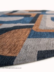 Camel Blue Circle Rug - Thumbnail - 3