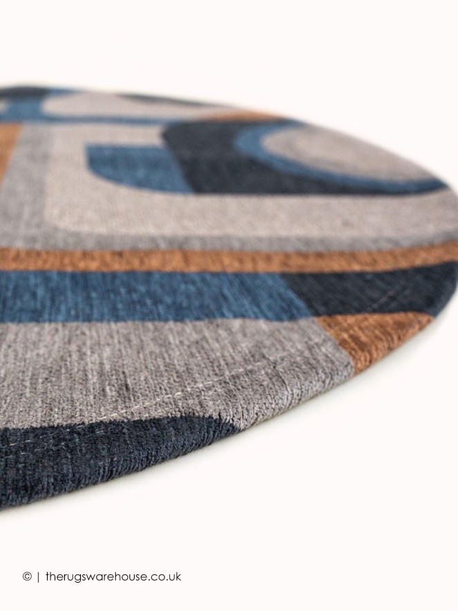 Camel Blue Circle Rug - 4