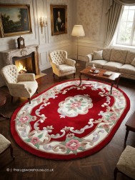 Ming Red Oval Rug - Thumbnail - 2