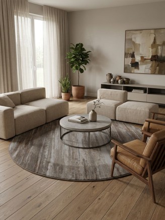 Fabricano Beige Grey Circle