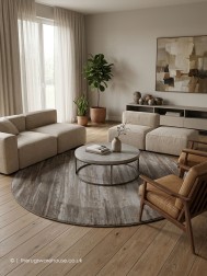 Fabricano Beige Grey Circle Rug - Thumbnail - 2