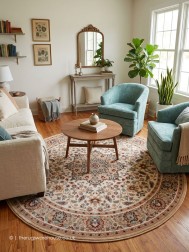 Chirbek Beige Circle Rug - Thumbnail - 2